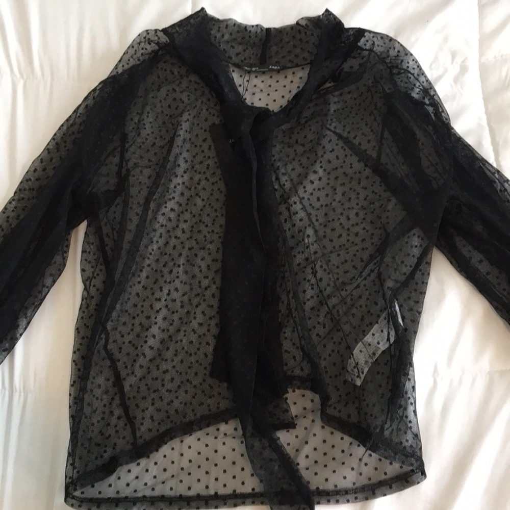 Zara Black Polka Dot Blouse